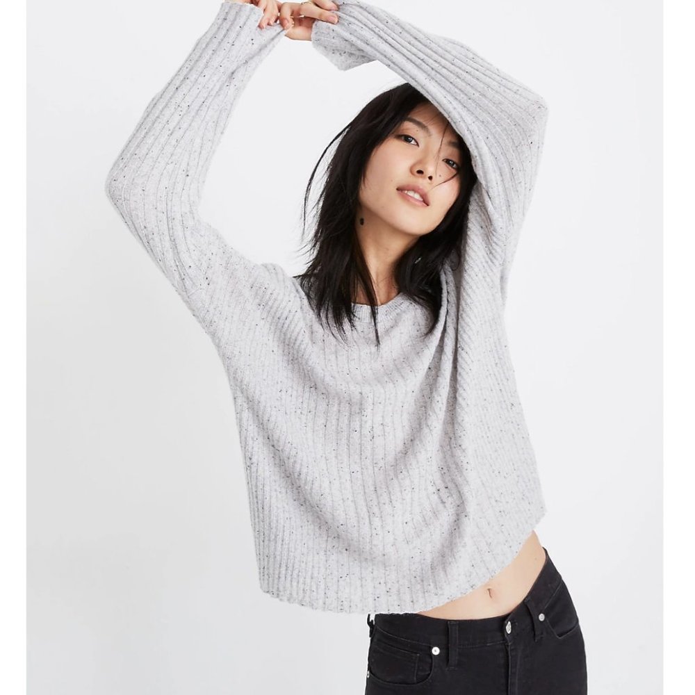 EUC Madewell Relaxed Crewneck Sweater Grey Marled Size Small